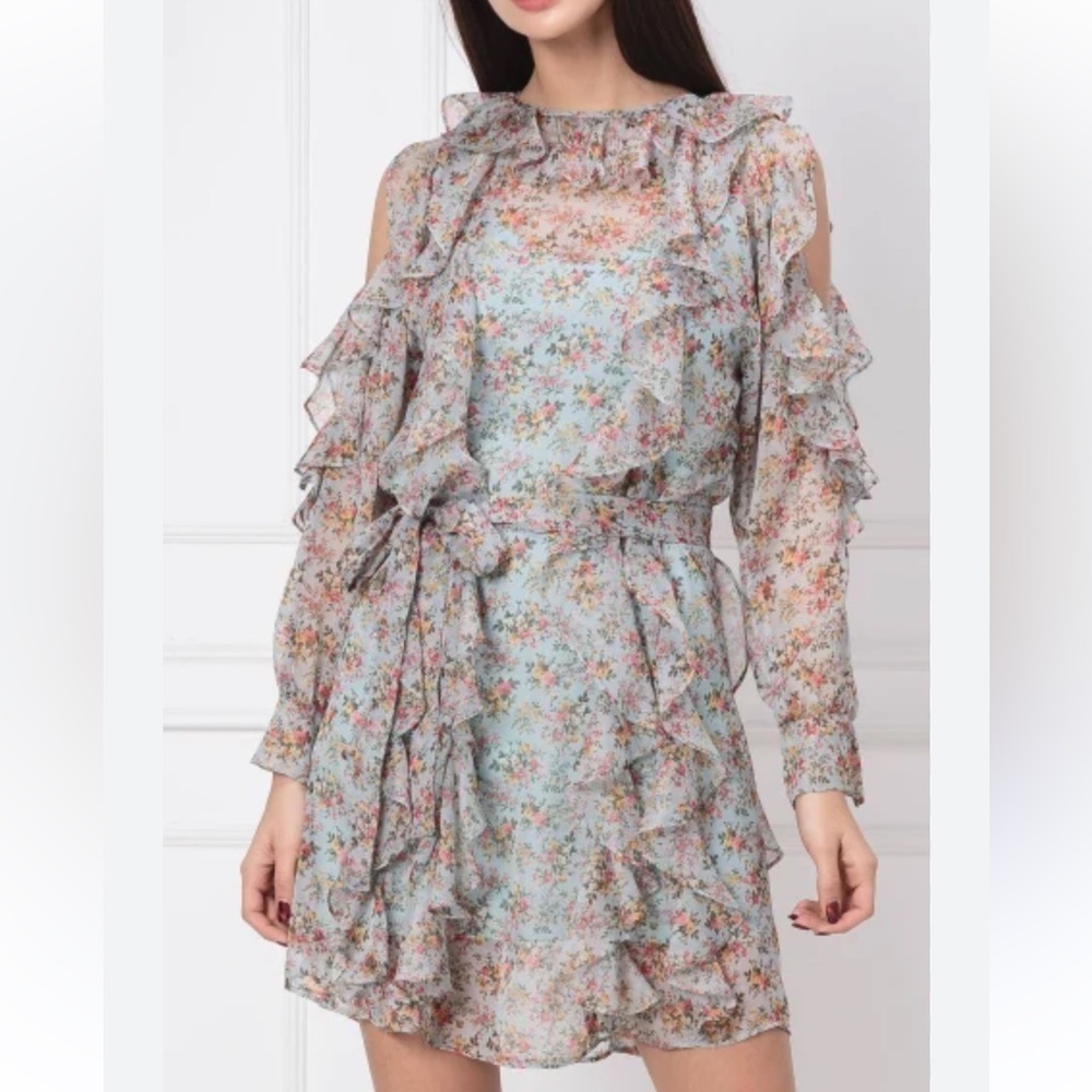 TWINSET Milano Georgette Floral Dress  Flounces Mini  ruffles